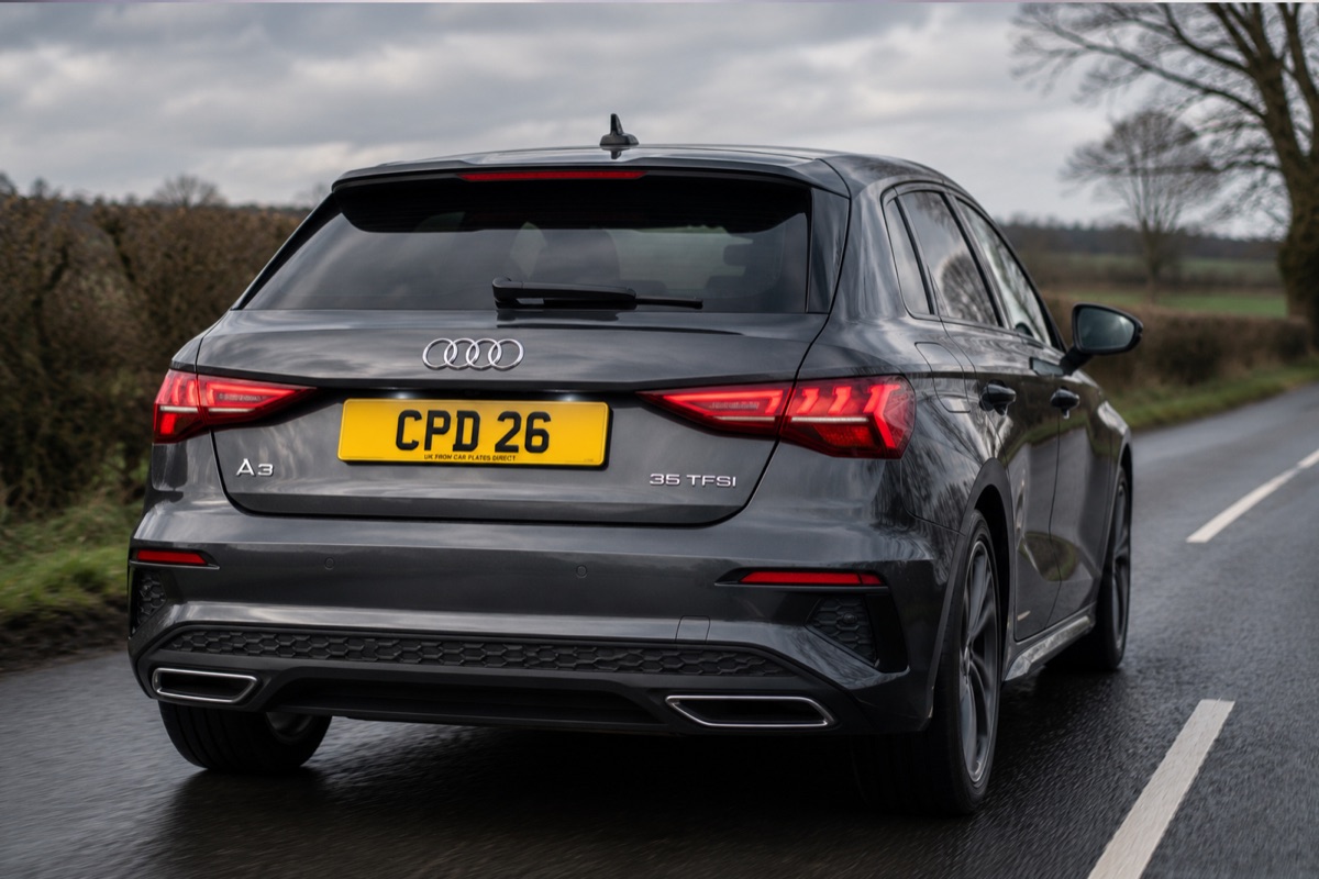 Road legal 3D gel rear number plate fitted to an Audi A3